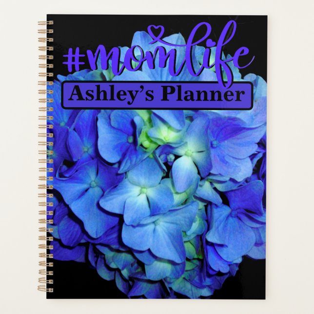 Agenda Elegante azul floral rosas azul hortensias azules (Anverso)