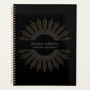 Agenda Elegante Belleza Oro Sunburst Nombramiento negro
