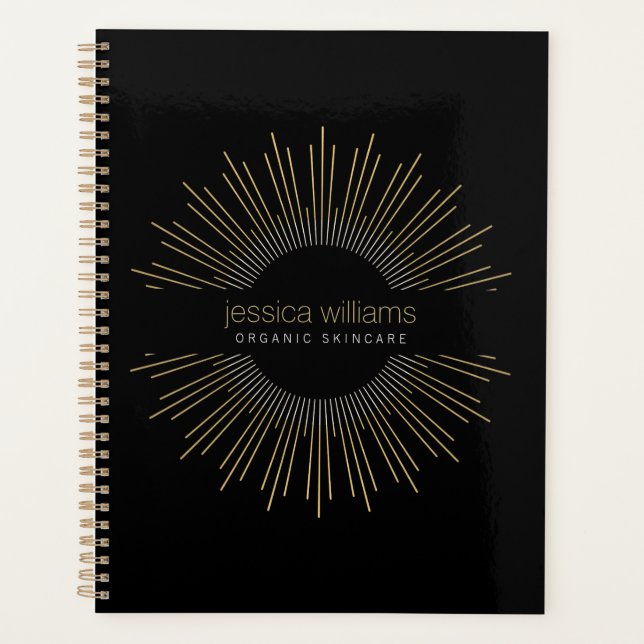 Agenda Elegante Belleza Oro Sunburst Nombramiento negro (Anverso)