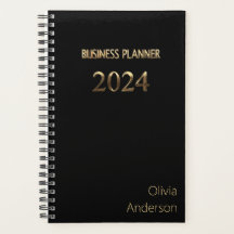 Elegante Black and Gold Business Planner 2024