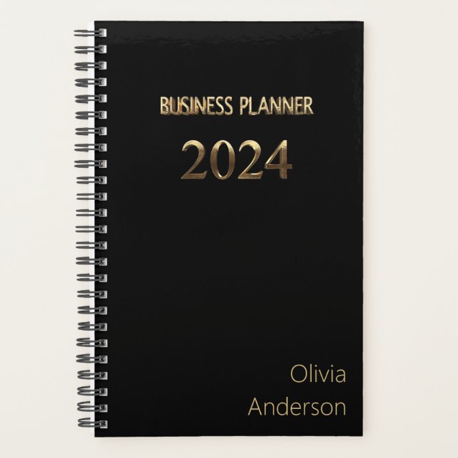 Agenda Elegante Black and Gold Business Planner 2024 (Anverso)