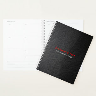 Agenda Elegante Black Faux Leather Look Red Text