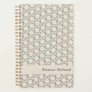 Agenda Elegante Blanco Blanco Negro MidCentury Nombre per