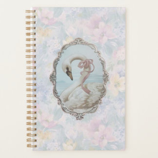 Agenda Elegante bloc de notas floral de cisne y pasto