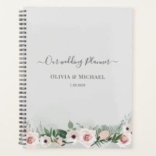 Agenda Elegante Boda Acuarela con Letra Floral