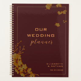 Agenda Elegante Boda de Borgoña Floral Gold