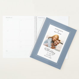 Agenda Elegante Boda de Compromiso Azul Dusty Photo
