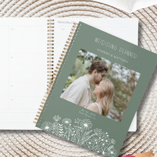 Agenda Elegante Boda de fotografía de Wildflower Sage Gre