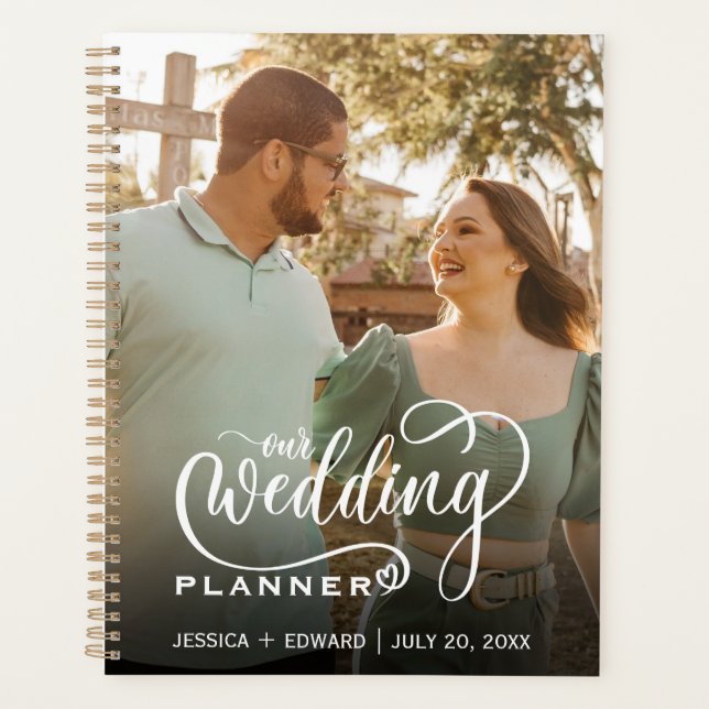 Agenda Elegante Boda de fotografías de escritura moderna (Anverso)