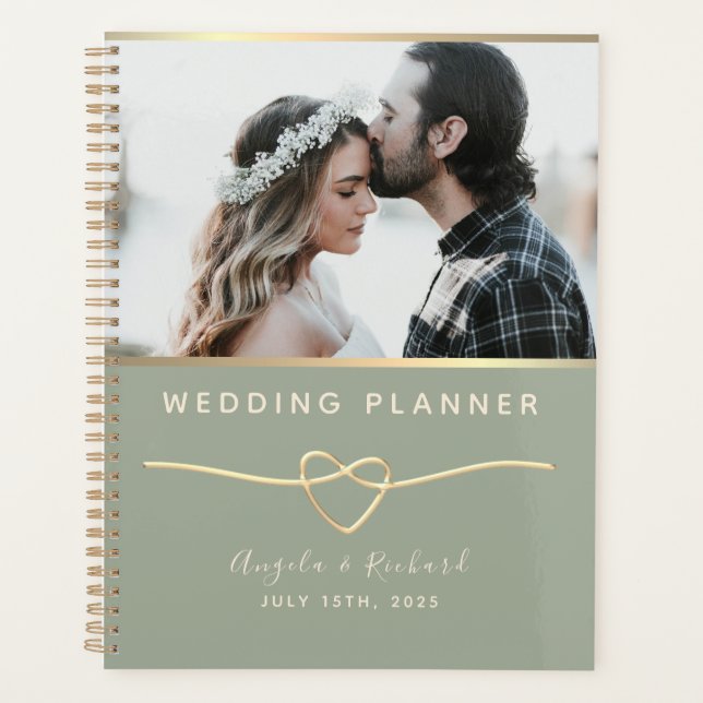 Agenda Elegante Boda de fotos de Sage Green (Anverso)