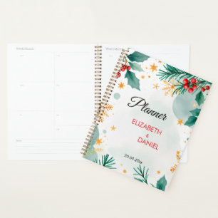 Agenda Elegante Boda de Navidades de acuarela
