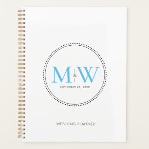 Agenda Elegante Boda del Monograma Azul del cielo