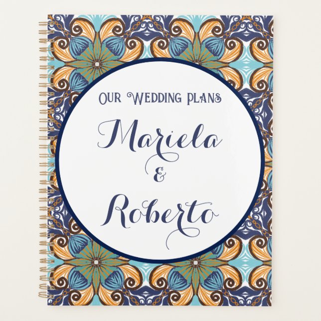 Agenda Elegante Boda floral mexicano Talavera (Anverso)