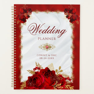 Agenda Elegante Boda floral Red Gold de lujo