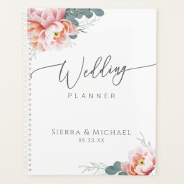 Agenda Elegante Boda floral Rubor Pink Peony Greenery
