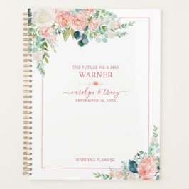 Agenda Elegante Boda Floral Rubor Rosa Rosado Script