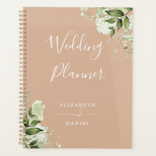 Agenda Elegante Boda Floral Verde Claro