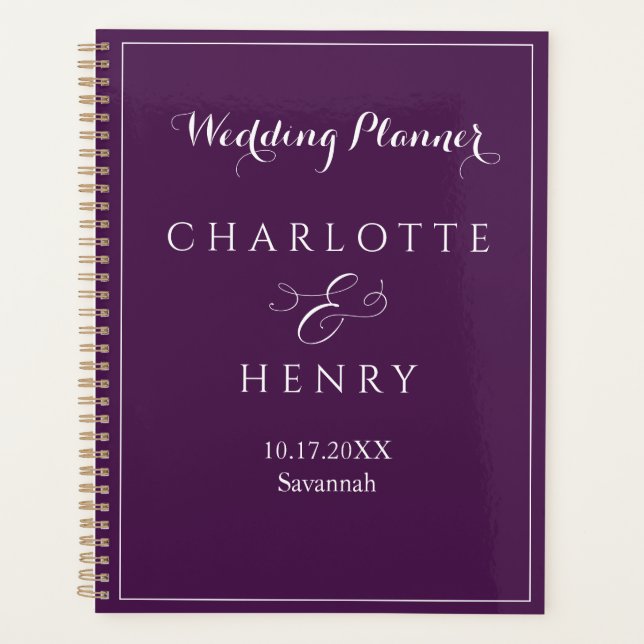 Agenda Elegante Boda Minimalista púrpura (Anverso)