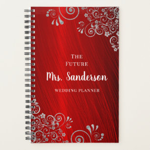 Agenda Elegante Boda Rojo Ruby