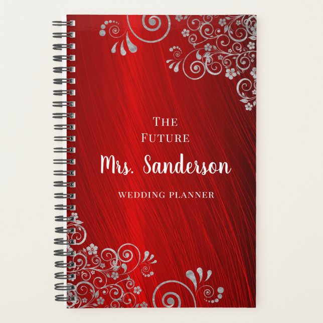 Agenda Elegante Boda Rojo Ruby (Anverso)