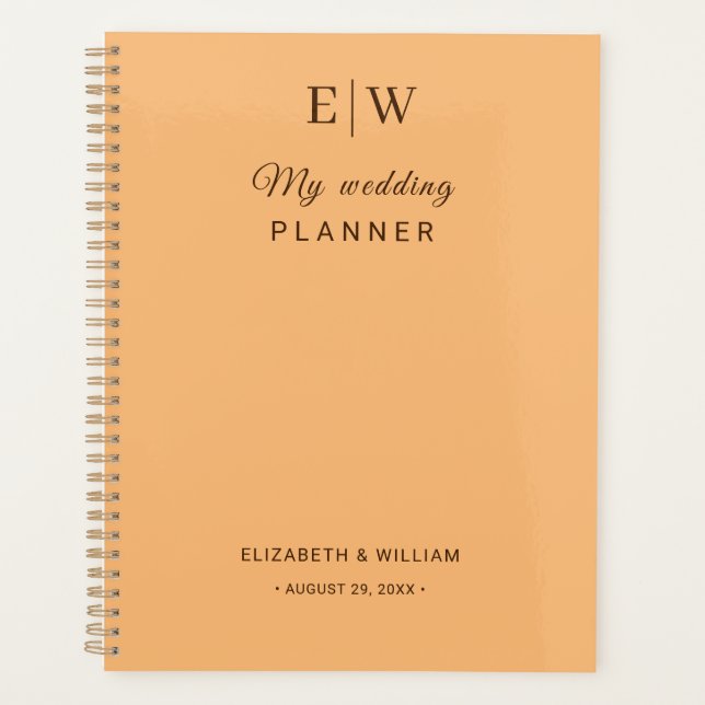 Agenda Elegante Boda simple de monograma de engrase (Anverso)