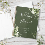 Agenda Elegante Boda verde oliva<br><div class="desc">Elegante planner de bodas florido y verde oliva personalizado con sus nombres y fecha especial de boda. Diseñado por Thisisnotme©</div>