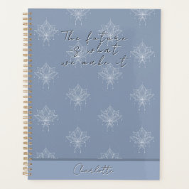Agenda Elegante Bonito azul Floral Lotus Future Quote