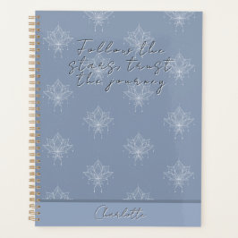 Agenda Elegante Bonito azul Floral Lotus seguir las estre