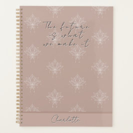 Agenda Elegante Bonito Rosa Floral Lotus Future Quote