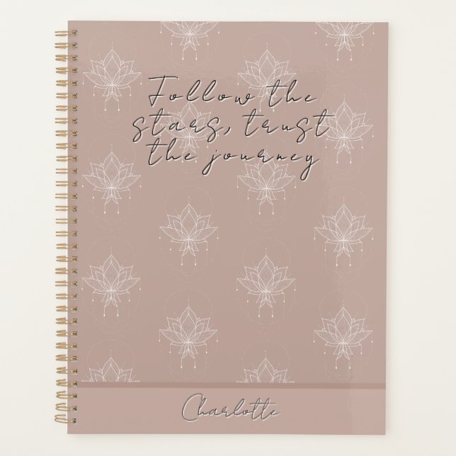Agenda Elegante Bonito rosa Floral Lotus seguir las estre (Anverso)