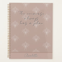 Agenda Elegante Bonito rosa Floral Lotus Universe Plan