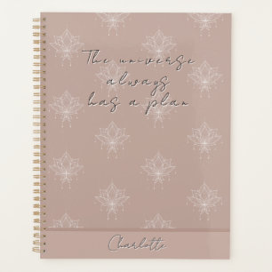 Agenda Elegante Bonito rosa Floral Lotus Universe Plan
