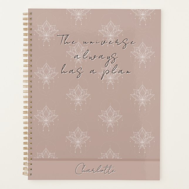 Agenda Elegante Bonito rosa Floral Lotus Universe Plan (Anverso)