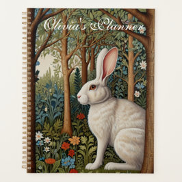 Agenda Elegante bosque retro de conejo blanco
