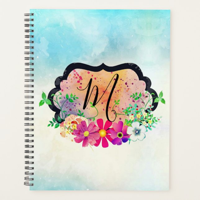 Agenda Elegante Bouquet romántico de marco negro floral (Anverso)