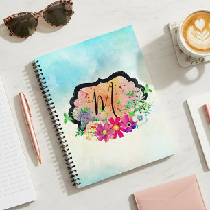 Agenda Elegante Bouquet romántico de marco negro floral