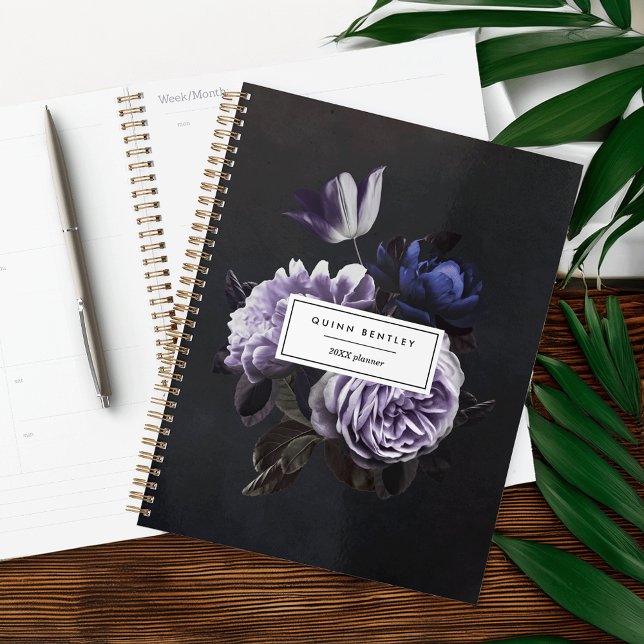 Agenda Elegante Bouquet violeta oscuro | Personalizado (Subido por el creador)