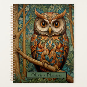 Agenda Elegante búho retro bohemio vegetación forestal