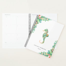 Agenda Elegante caballito de mar con flores botánicas