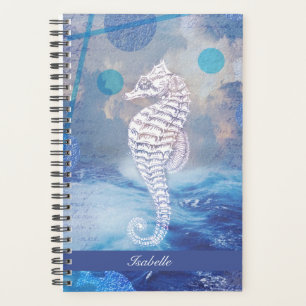 Agenda Elegante caballito de mar Vintage Blue Ocean Waves