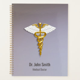 Agenda Elegante Caducto de Oro Alas Blancas Médico