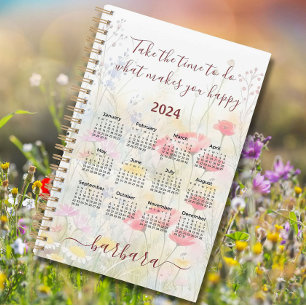 Agenda Elegante calendario Floral Flores Silvestres Nombr