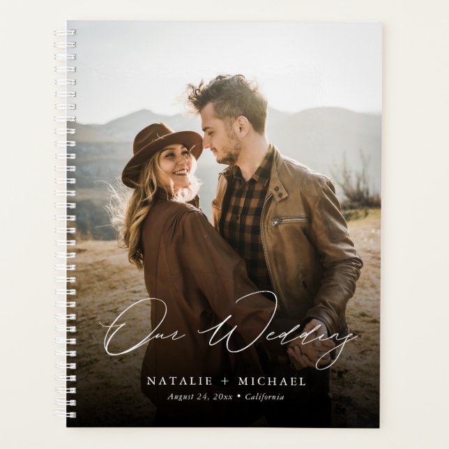 Agenda Elegante caligrafía guión Personalizado Boda de fo (Anverso)