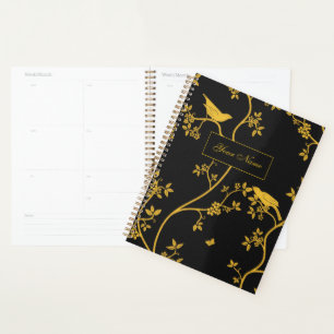 Agenda Elegante Chinoiserie en oro y negro