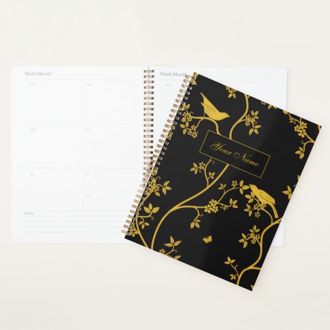 Agenda Elegante Chinoiserie en oro y negro (Demostración)