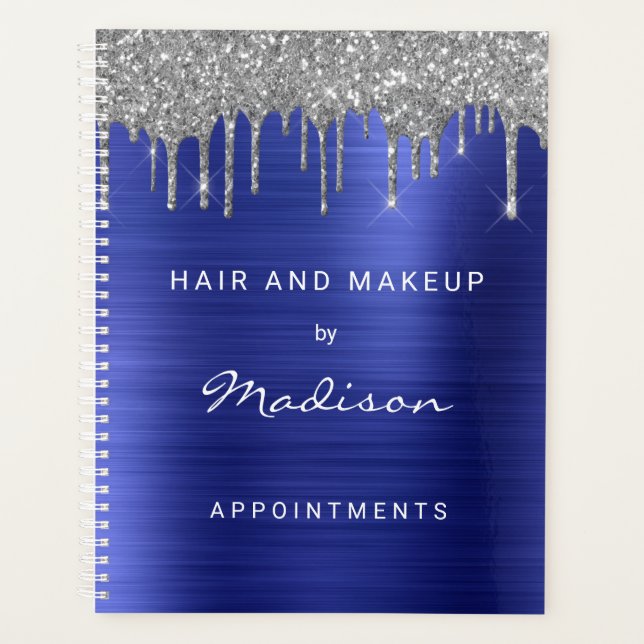 Agenda Elegante Citas de Glitter Glitter Drip Blue (Anverso)