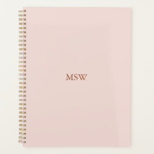 Agenda Elegante clásico monograma rosa rosa negro minimal