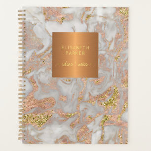 Agenda Elegante cobre metálico de mármol gris dorado