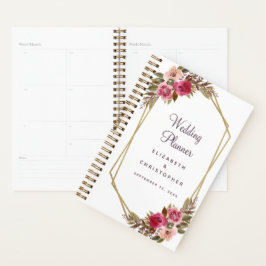 Agenda Elegante color de agua Boda Floral Oro morado rosa