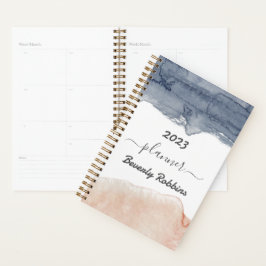 Agenda Elegante color gris y rosa personalizado del agua